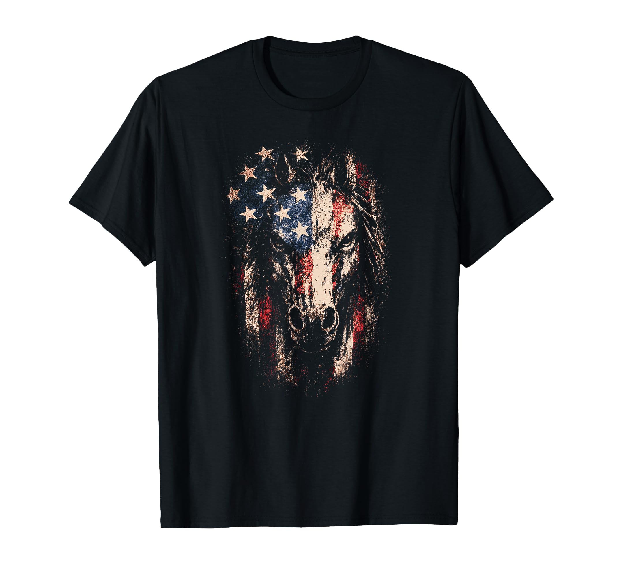 Patriotic Horse American Flag T-Shirt - Fun Novelty Design for Adults - T-Shirt, Sweatshirt, Hoodie