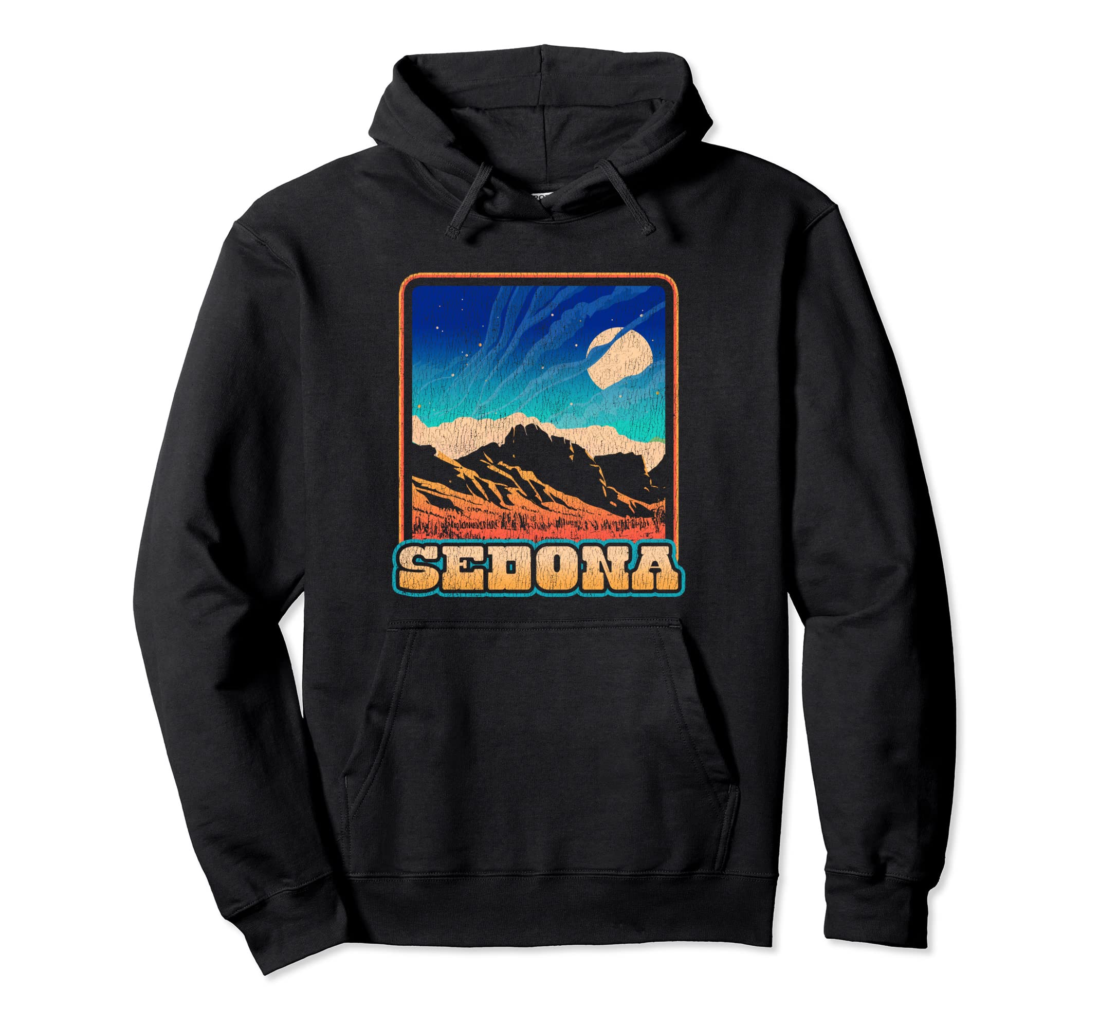 Sedona Arizona Red Rocks Distressed Eighties Hoodie - Graphic Print Unisex - T-Shirt, Sweatshirt, Hoodie