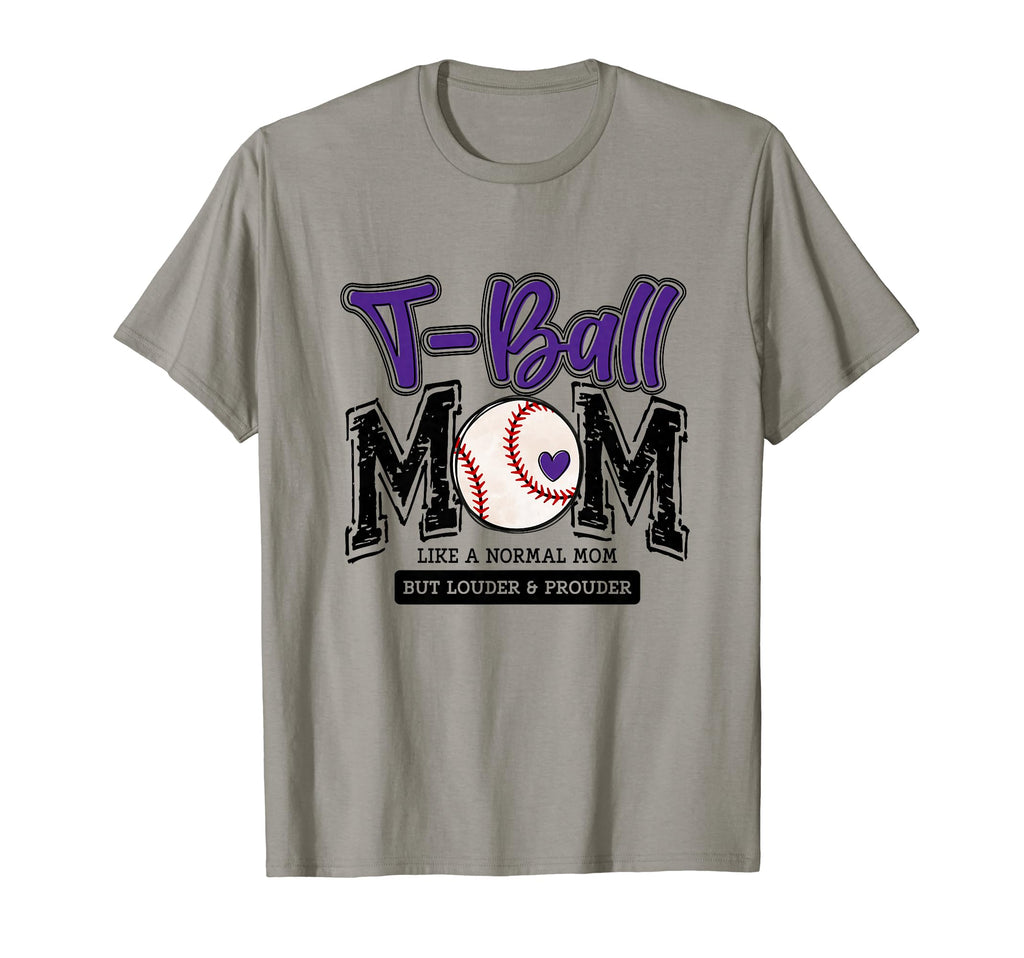 T Ball Mom Purple Varsity Baseball Mama T-Shirt - Graphic Print Unisex - T-Shirt, Sweatshirt, Hoodie