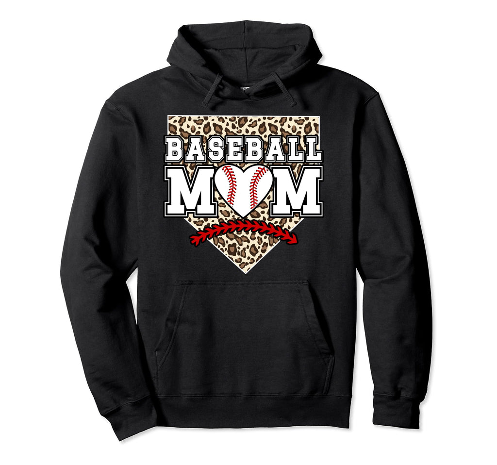 Baseball Mom Baseball Player Mama Leopard Hoodie - Trendy Graphic Unisex - T-Shirt, Sweatshirt, Hoodie