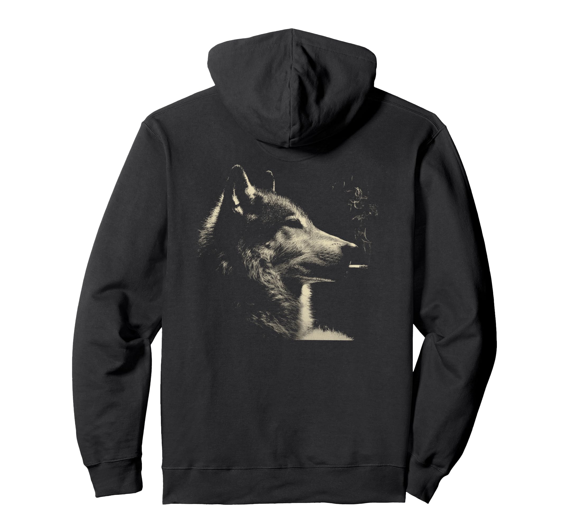 Wolf Smoking Cigarette Grunge Meme 90S Hoodie - Graphic Print for Adults - T-Shirt, Sweatshirt, Hoodie