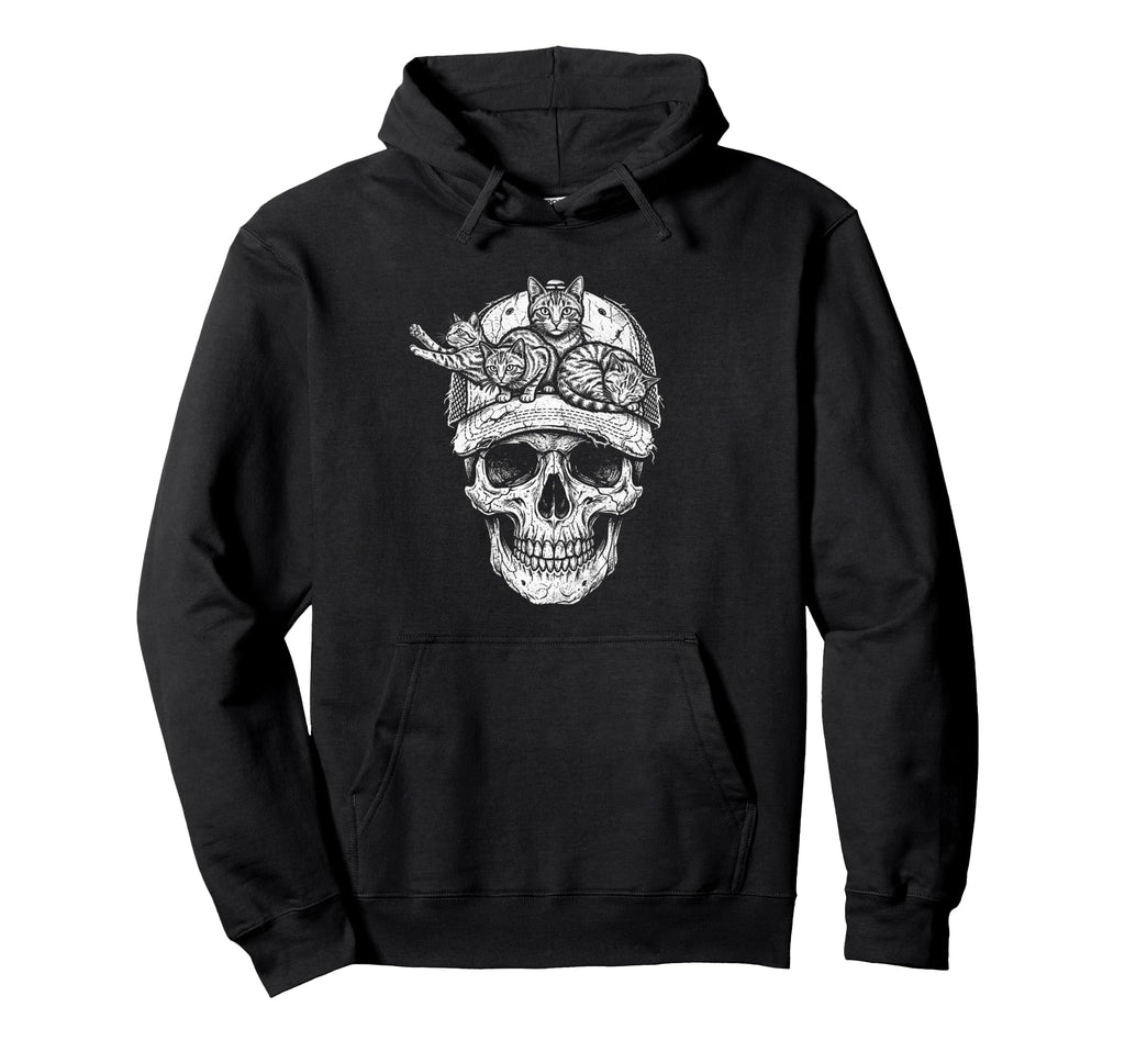 Skull Cat Skeleton Kitty Kitten Hoodie - Aesthetic Graphic for Adults - T-Shirt, Sweatshirt, Hoodie
