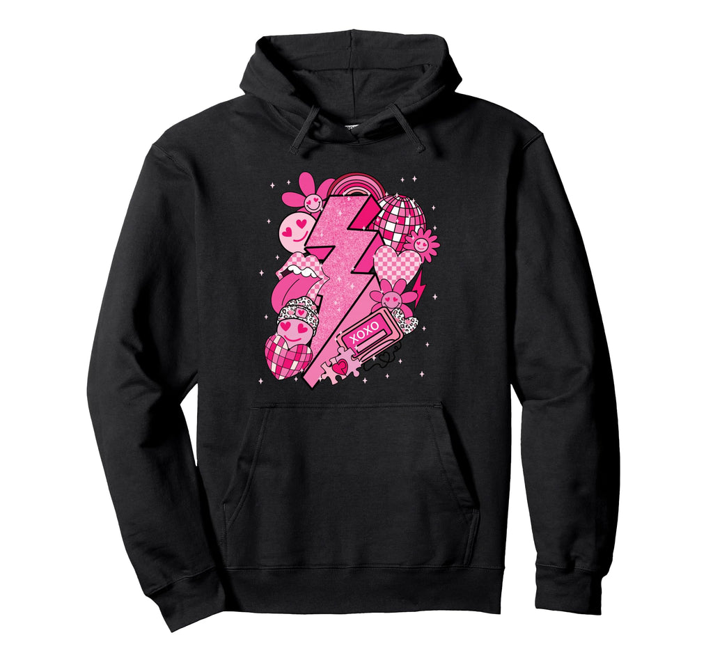 Valentine Love Lightning Bolt Disco Hoodie - Unique Graphic Men Women - T-Shirt, Sweatshirt, Hoodie