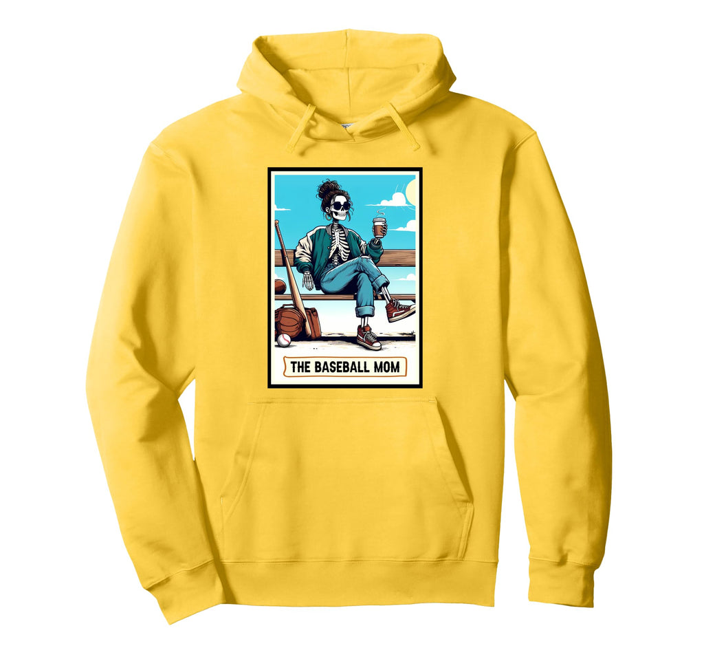 Baseball Mom Game Day Vibes Skeleton Hoodie - Unique Graphic Unisex - T-Shirt, Sweatshirt, Hoodie