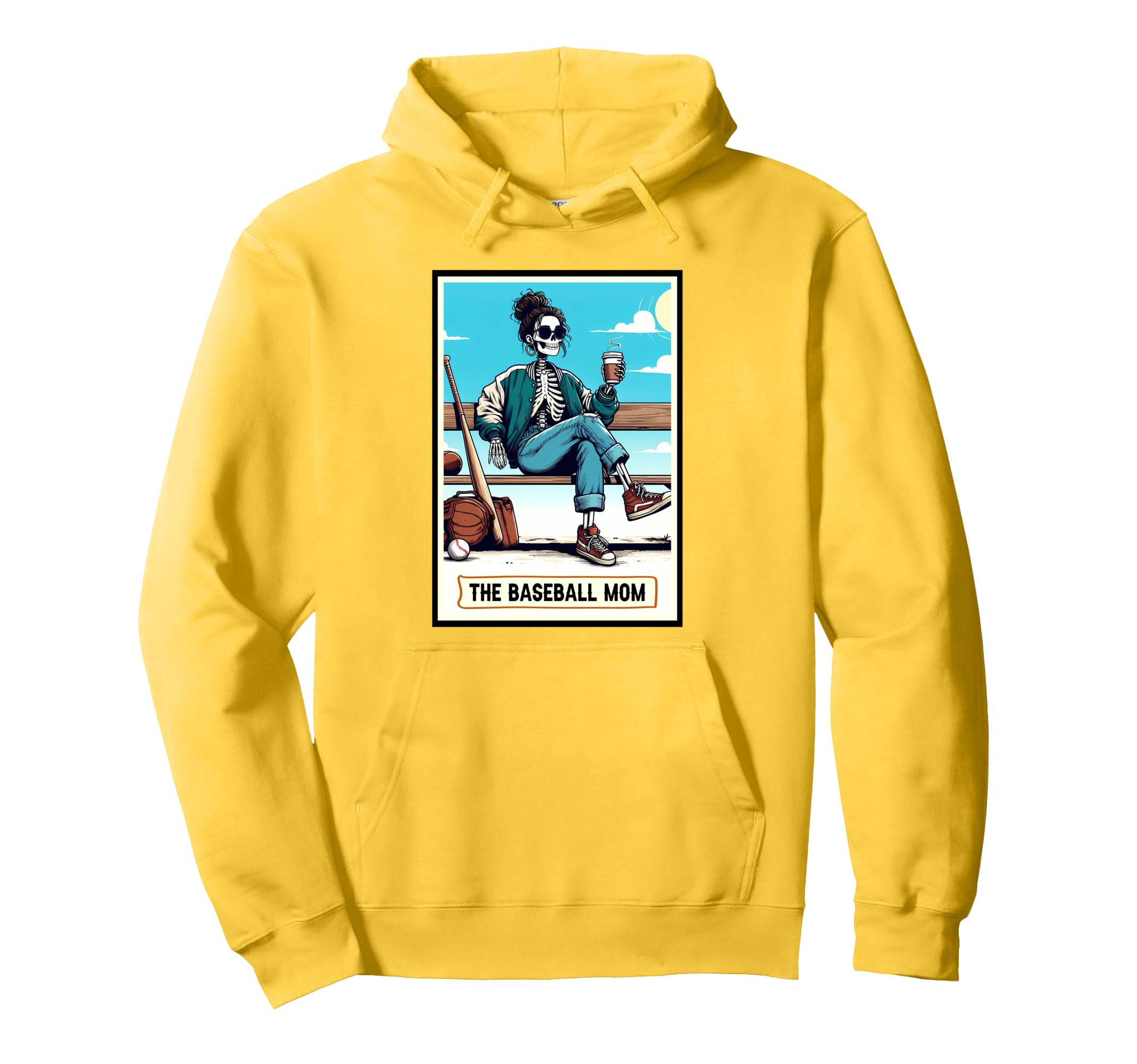 Baseball Mom Game Day Vibes Skeleton Hoodie - Unique Graphic Unisex - T-Shirt, Sweatshirt, Hoodie