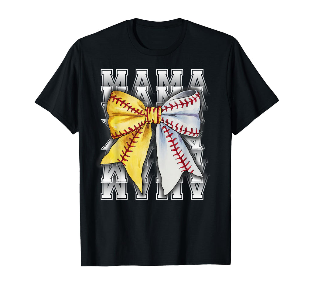 Mom Coquette Bow Softball Baseball T-Shirt - Fun Novelty Design Men Women - T-Shirt, Sweatshirt, Hoodie