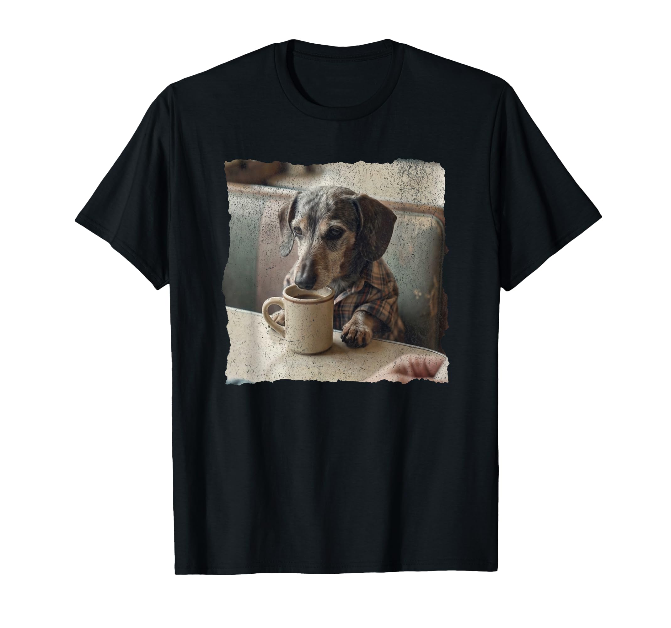 Dachshund Coffee Diner Art Dog Lovers T-Shirt - Minimalist Print for Adults - T-Shirt, Sweatshirt, Hoodie