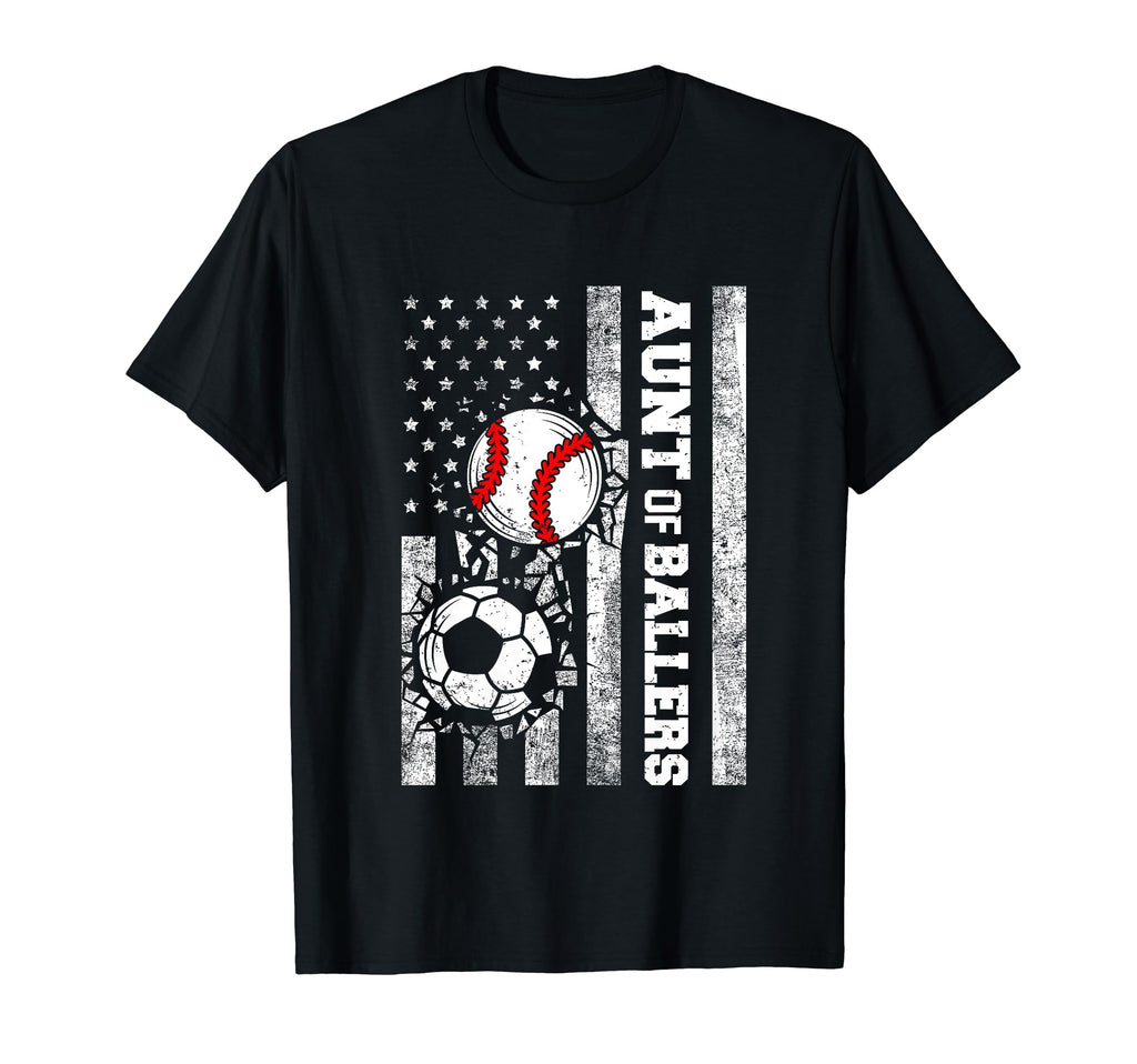 Aunt Ballers Funny Usa Flag Soccer T-Shirt - Custom Art Print Unisex - T-Shirt, Sweatshirt, Hoodie