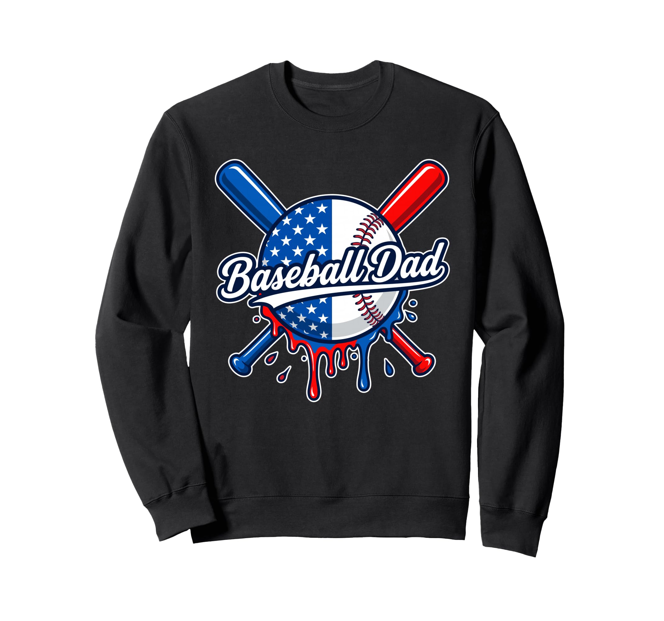 Patriotic Baseball Dad Usa Flag Sweatshirt - Graphic Print Men Women - T-Shirt, Sweatshirt, Hoodie