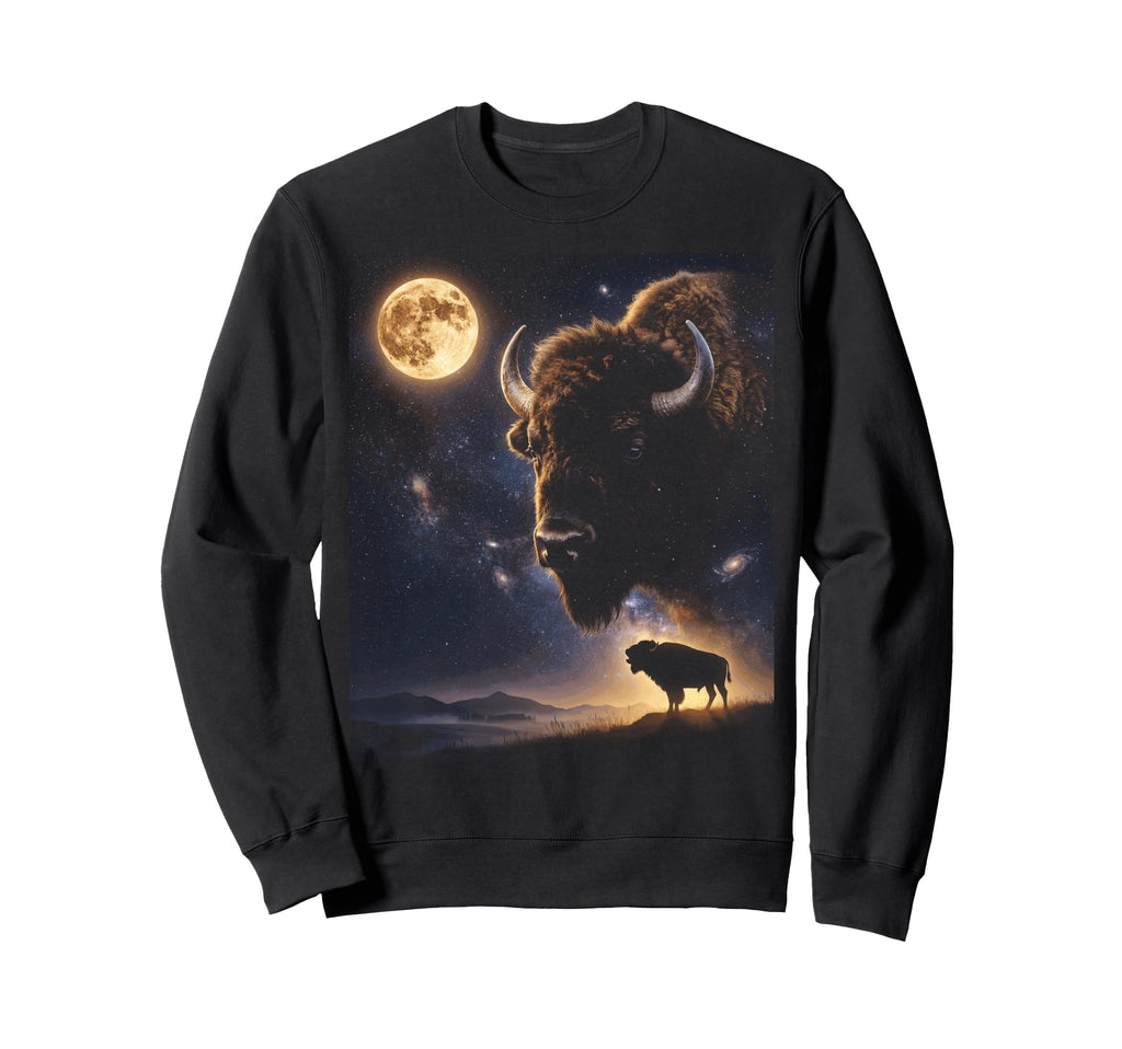 Celestial Bison Moon Howling 90S Sweatshirt - Fun Novelty Design Unisex - T-Shirt, Sweatshirt, Hoodie