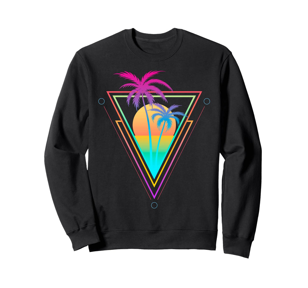1980S 1990S Vaporwave Palm Trees Sweatshirt - Trendy Graphic for Adults - T-Shirt, Sweatshirt, Hoodie