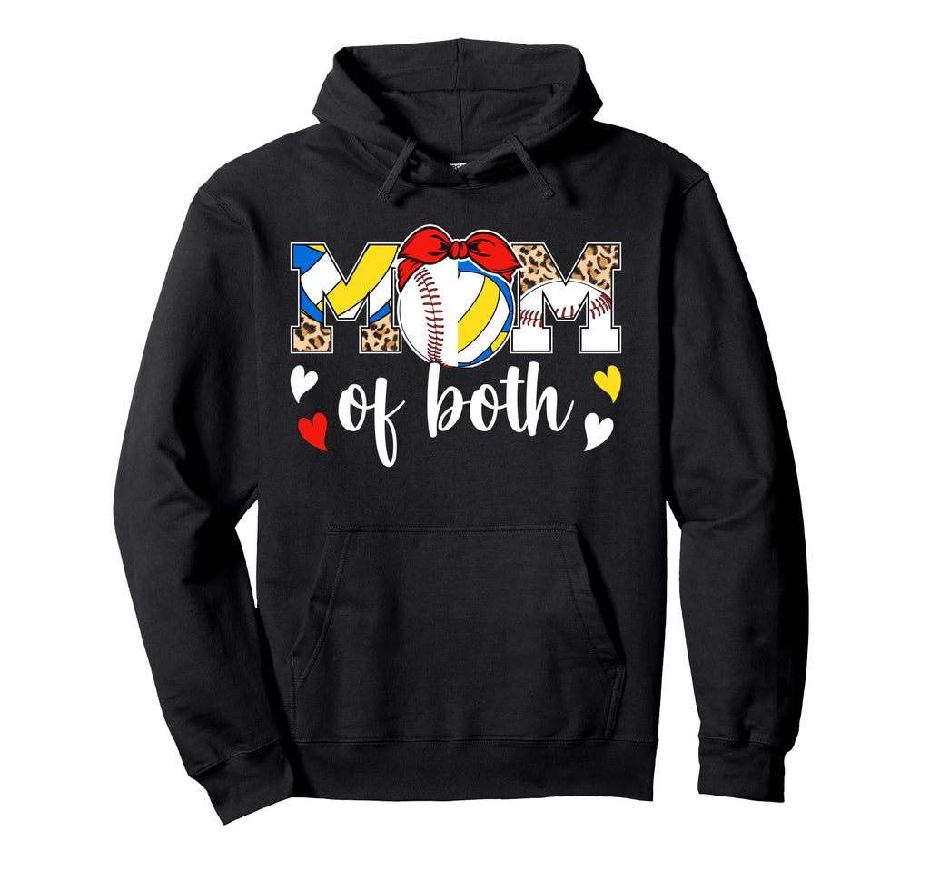 Mom Both Leopard Volleyball Baseball Hoodie - Streetwear Style Men Women - T-Shirt, Sweatshirt, Hoodie