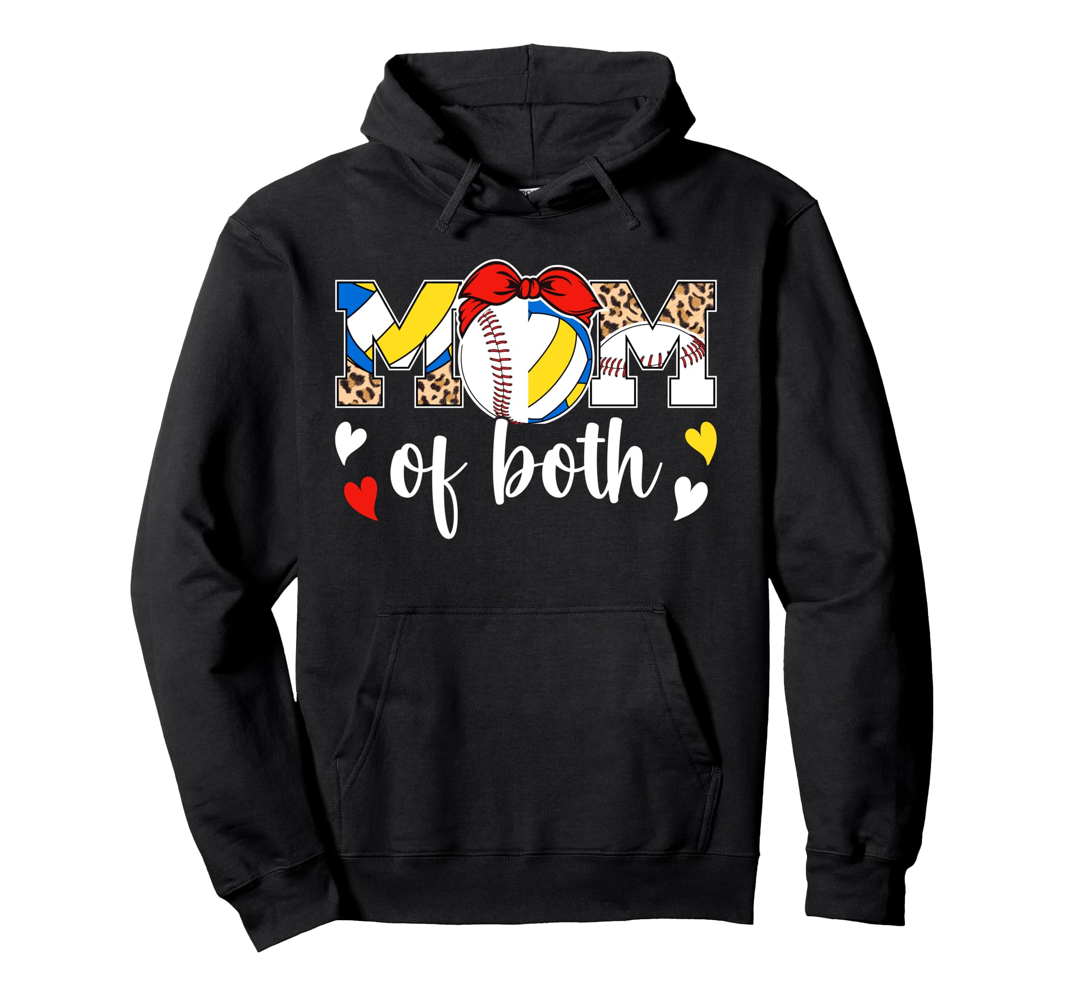 Mom Both Leopard Volleyball Baseball Hoodie - Streetwear Style Men Women - T-Shirt, Sweatshirt, Hoodie