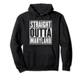 Straight Outta Maryland Distressed Hoodie - Aesthetic Graphic Unisex - T-Shirt, Sweatshirt, Hoodie
