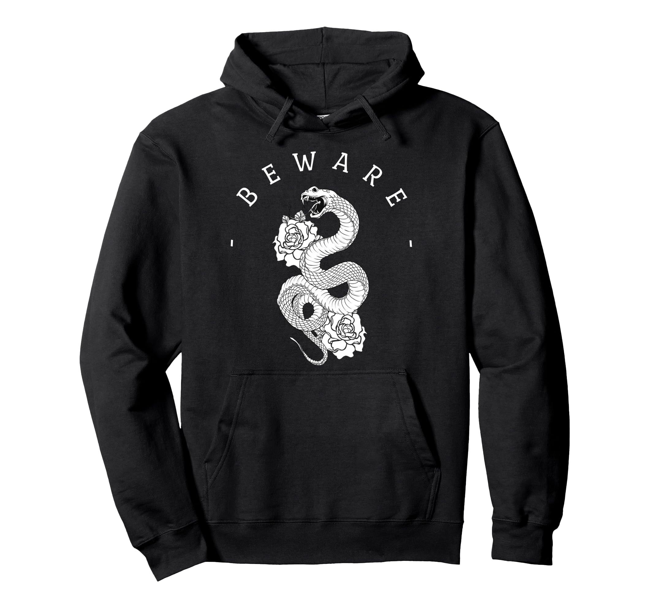 Beware Snake Roses Aesthetic Edgy Hoodie - Unique Graphic for Adults - T-Shirt, Sweatshirt, Hoodie