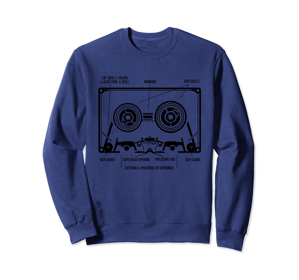 Mixtape Diagram Cassette Tape Blueprint Sweatshirt - Trendy Graphic Unisex - T-Shirt, Sweatshirt, Hoodie