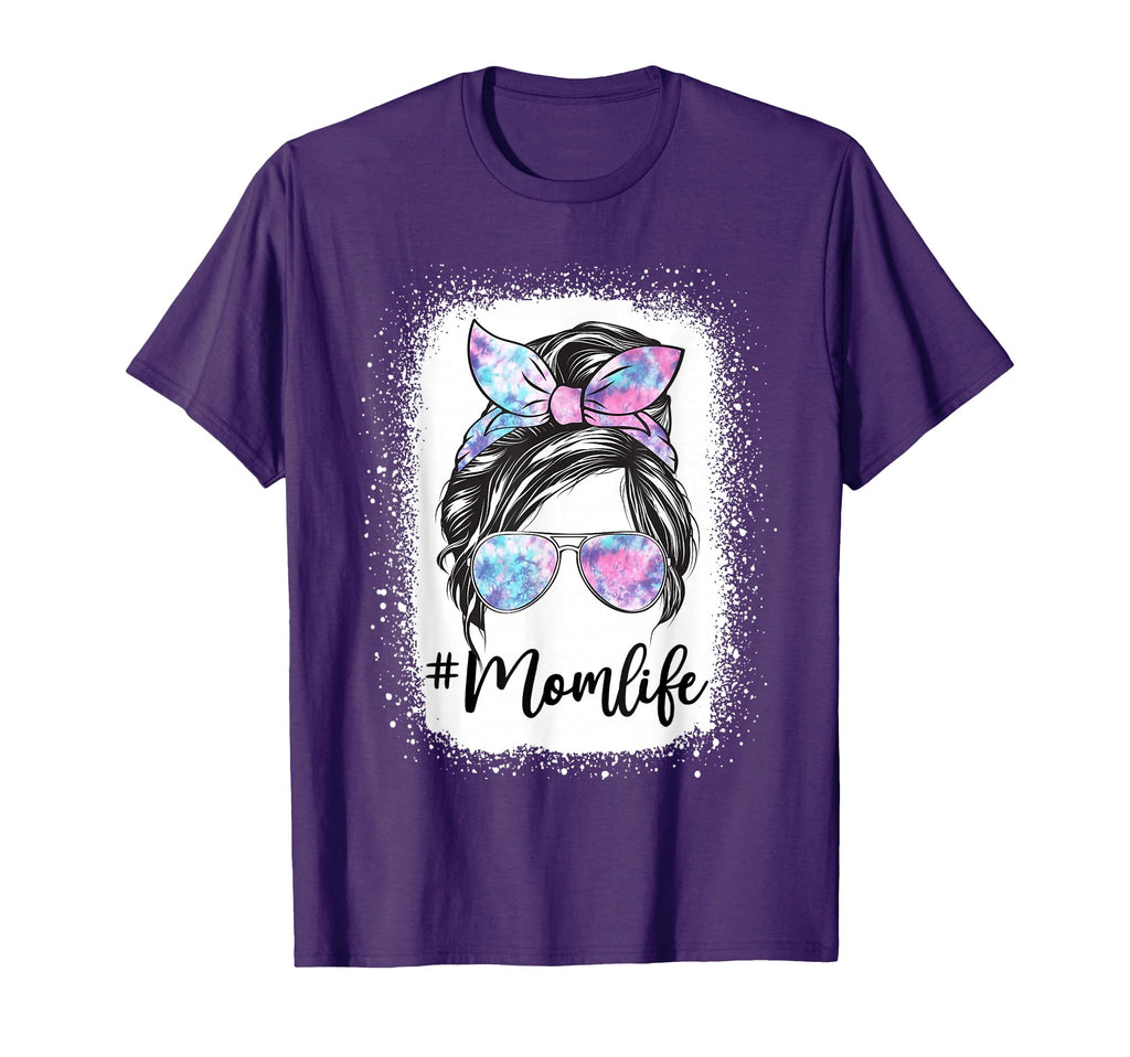 Mom Life Messy Hair Bun Tie Dye T-Shirt - Aesthetic Graphic Men Women - T-Shirt, Sweatshirt, Hoodie