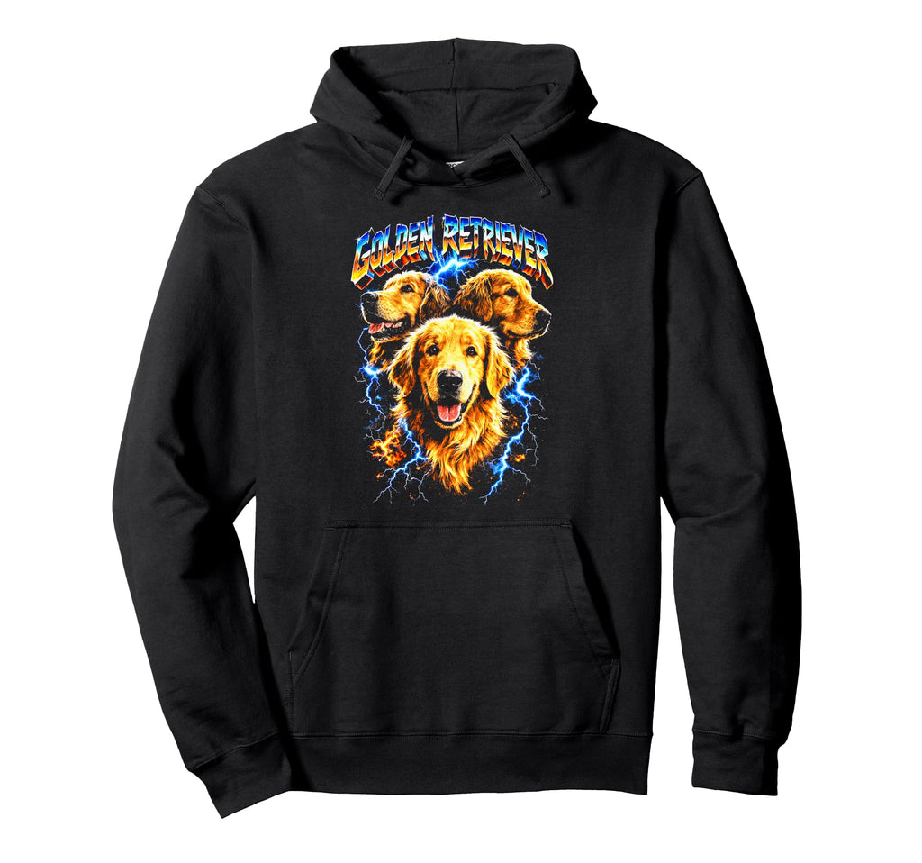 Golden Retriever Heavy Metal Rocker Hoodie - Custom Art Print for Adults - T-Shirt, Sweatshirt, Hoodie