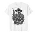Skeleton Cowboy Gunslinger Outlaw T-Shirt - Minimalist Print for Adults - T-Shirt, Sweatshirt, Hoodie