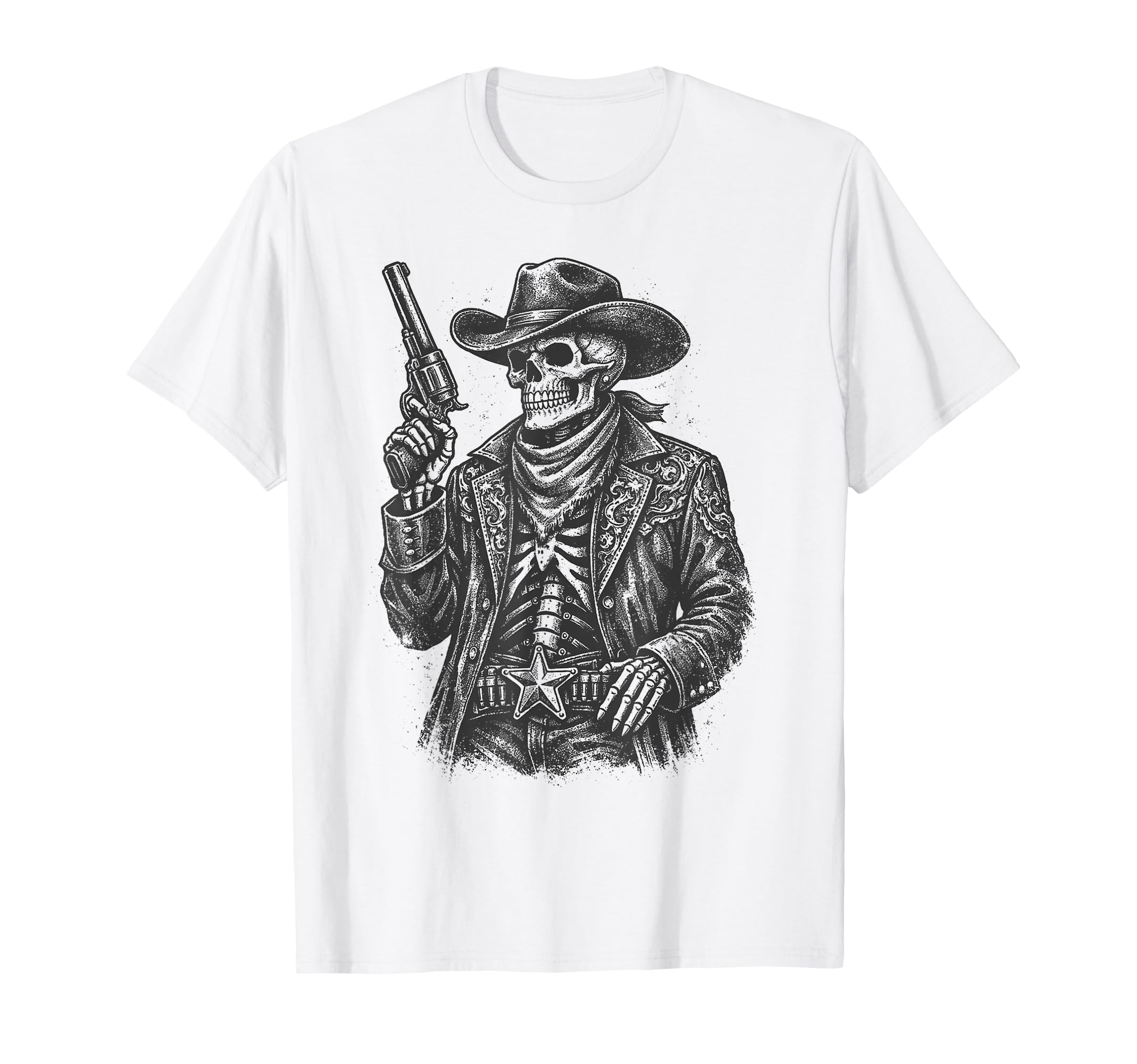 Skeleton Cowboy Gunslinger Outlaw T-Shirt - Minimalist Print for Adults - T-Shirt, Sweatshirt, Hoodie