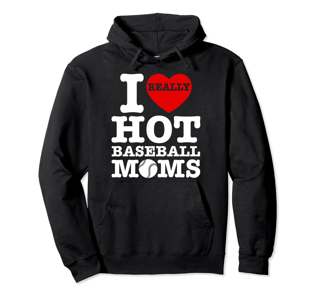 Heart Sport Fan I Love Hot Baseball Moms Hoodie - Minimalist Print Unisex - T-Shirt, Sweatshirt, Hoodie