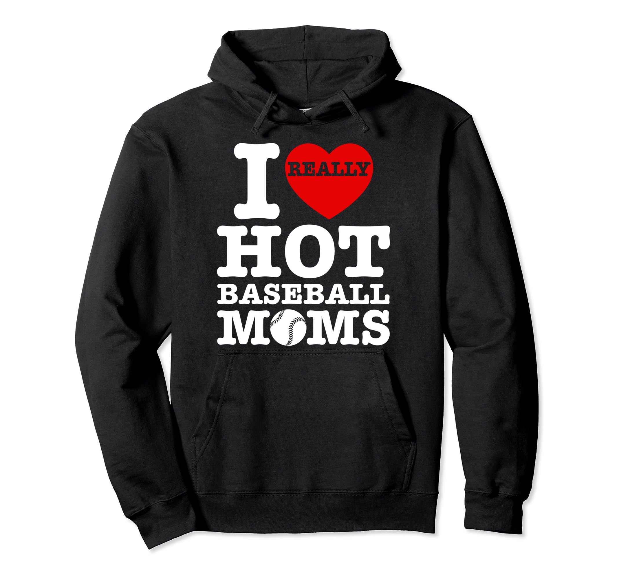 Heart Sport Fan I Love Hot Baseball Moms Hoodie - Minimalist Print Unisex - T-Shirt, Sweatshirt, Hoodie