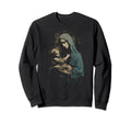 Mary Jesus Distressed 90S Goth Sweatshirt - Minimalist Print for Adults - T-Shirt, Sweatshirt, Hoodie