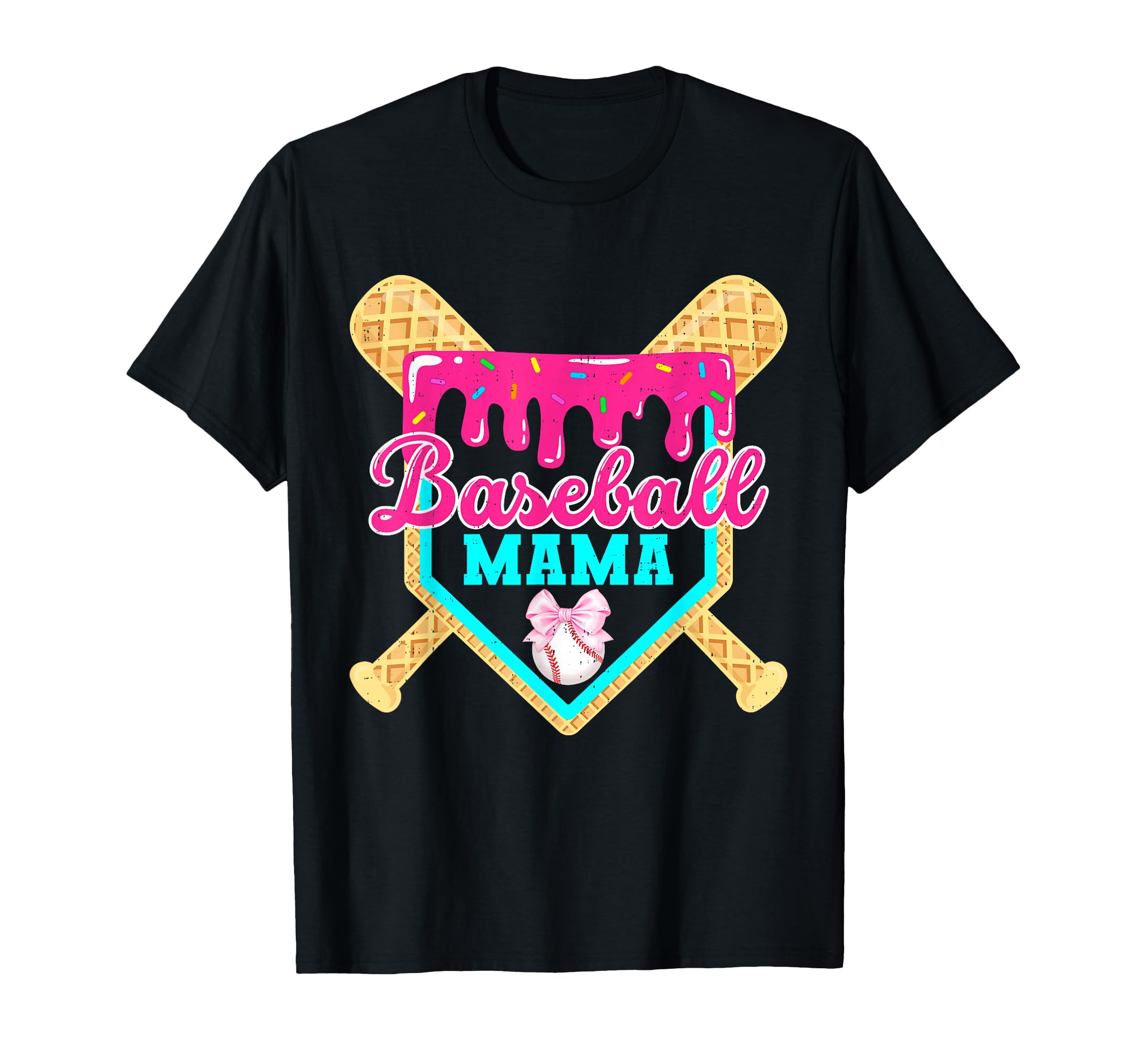 Baseball Mama Ice Cream Drip Cheer T-Shirt - Aesthetic Graphic Men Women - T-Shirt, Sweatshirt, Hoodie