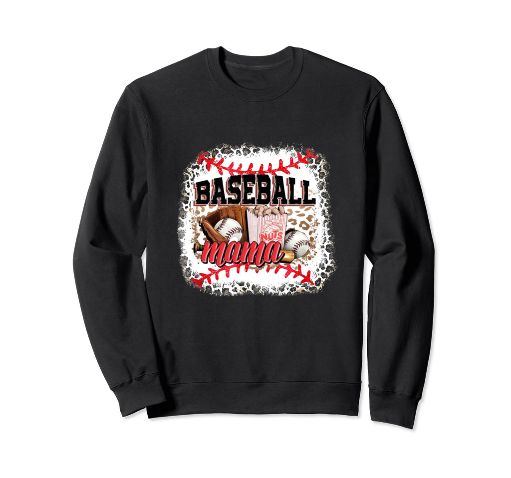 Softball Baseball Mama Mom Leopard Sweatshirt - Novelty Apparel Unisex - T-Shirt, Sweatshirt, Hoodie