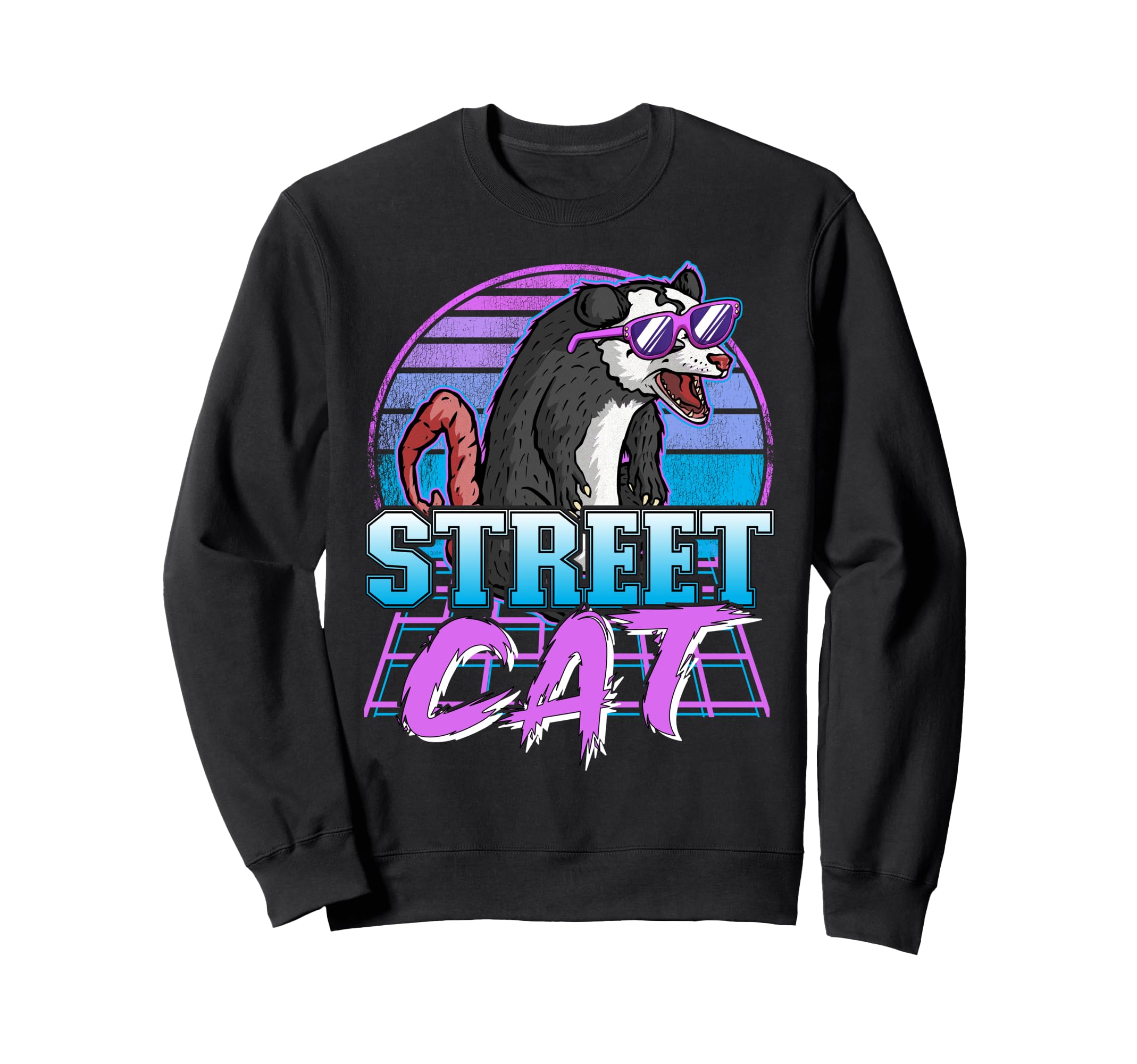 Street Cat Synthwave Retrowave Sweatshirt - Unique Graphic for Adults - T-Shirt, Sweatshirt, Hoodie