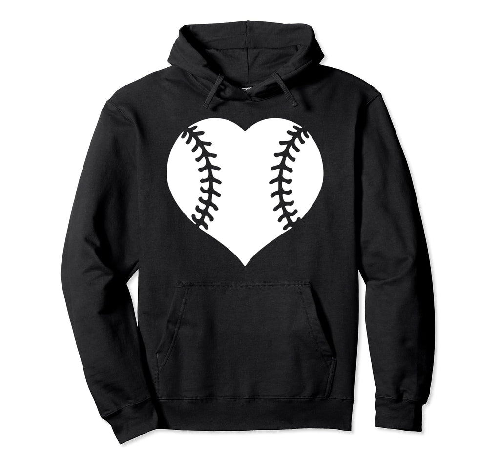 Baseball Heart Mom Dad Funny Hoodie - Fun Novelty Design Men Women - T-Shirt, Sweatshirt, Hoodie
