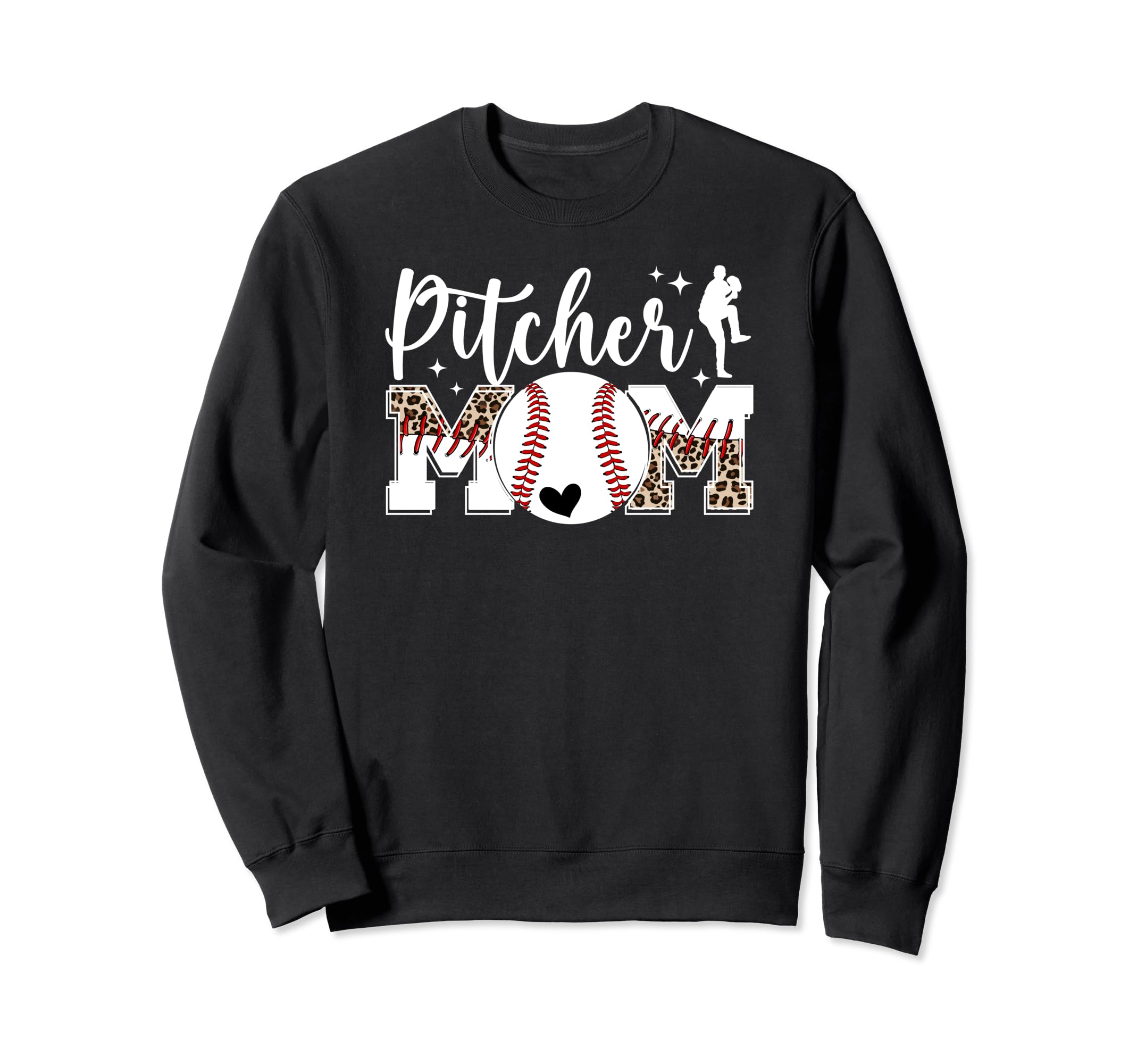 Baseball Pitcher Mom Leopard Mom Sweatshirt - Graphic Print Men Women - T-Shirt, Sweatshirt, Hoodie