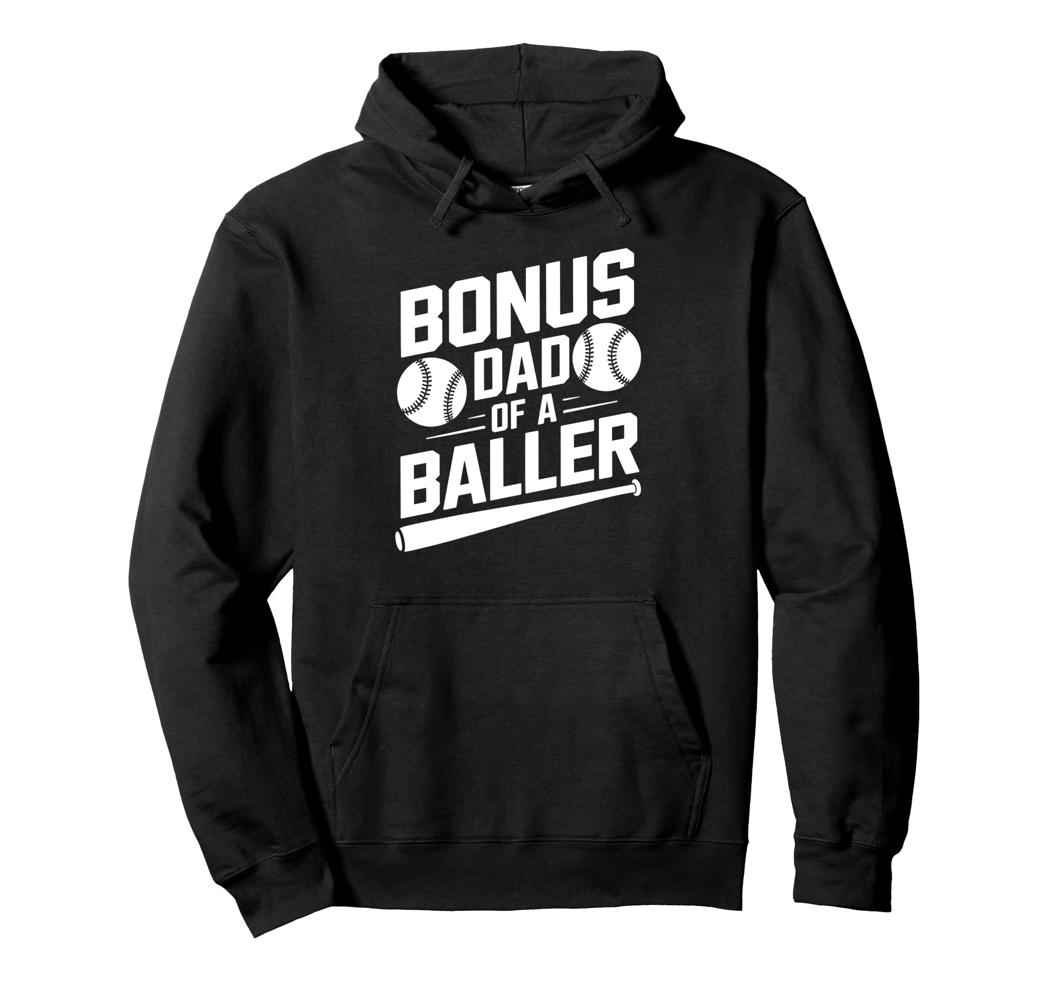 Bonus Dad Baller Baseball Step Dad Hoodie - Fun Novelty Design for Adults - T-Shirt, Sweatshirt, Hoodie