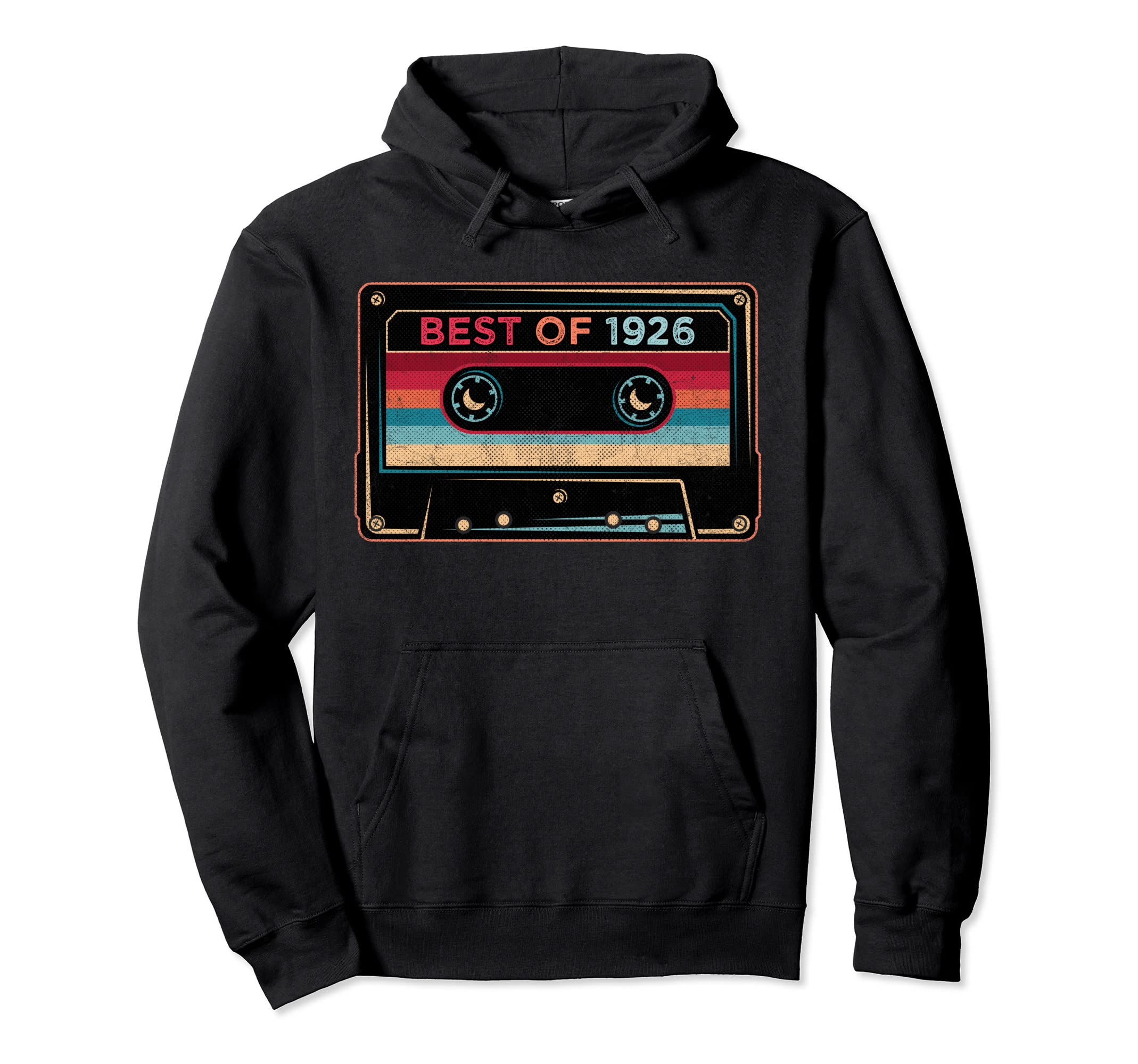 Best 1926 Colorful Cassette Tape 94Th Hoodie - Minimalist Print for Adults - T-Shirt, Sweatshirt, Hoodie