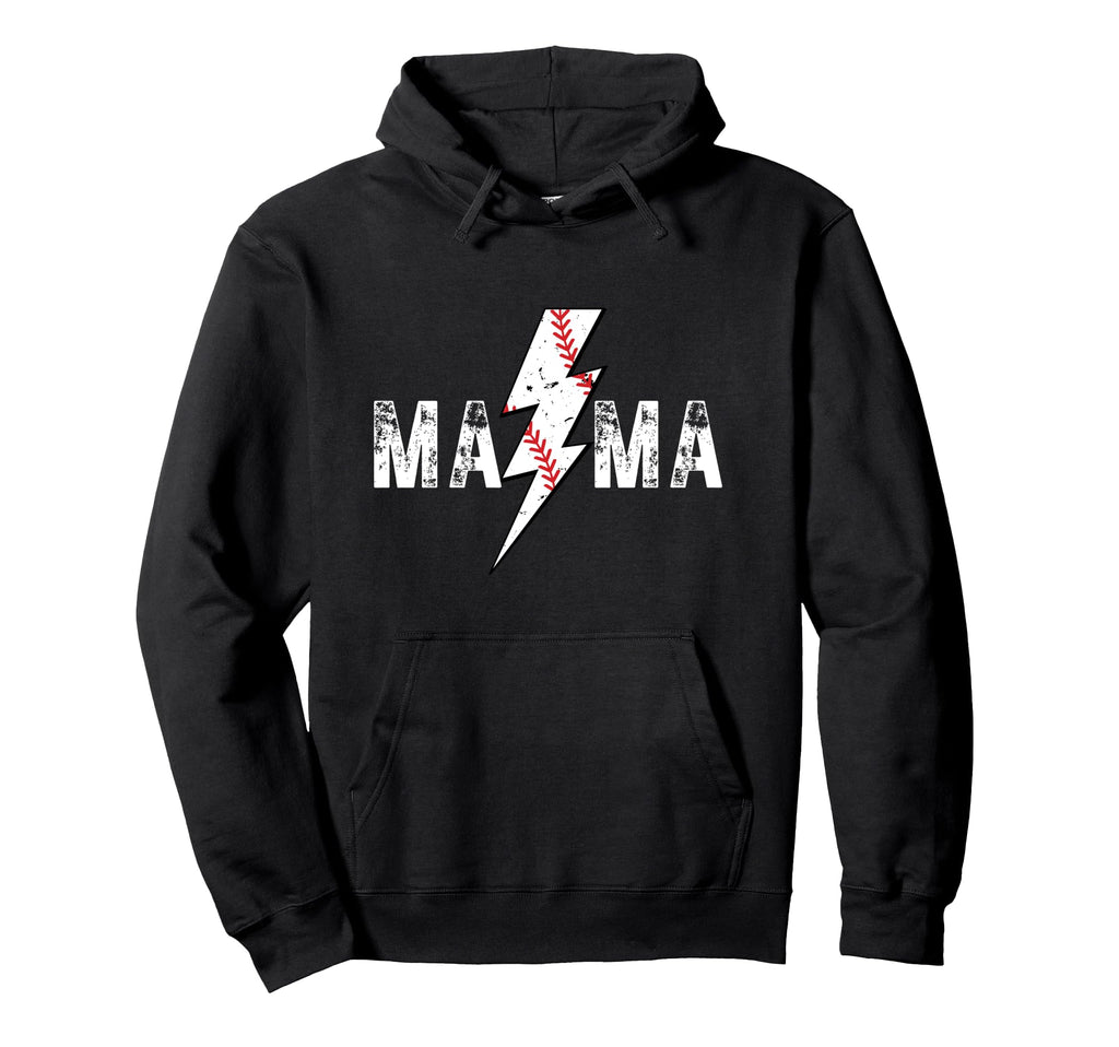 Baseball Mama Thunderbolt Hoodie - Streetwear Style Unisex - T-Shirt, Sweatshirt, Hoodie