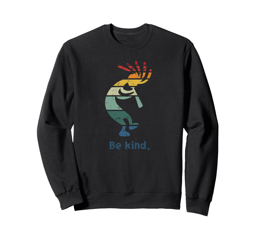 Be Kind Dancing Kokopelli Distressed Sweatshirt - Graphic Print for Adults - T-Shirt, Sweatshirt, Hoodie