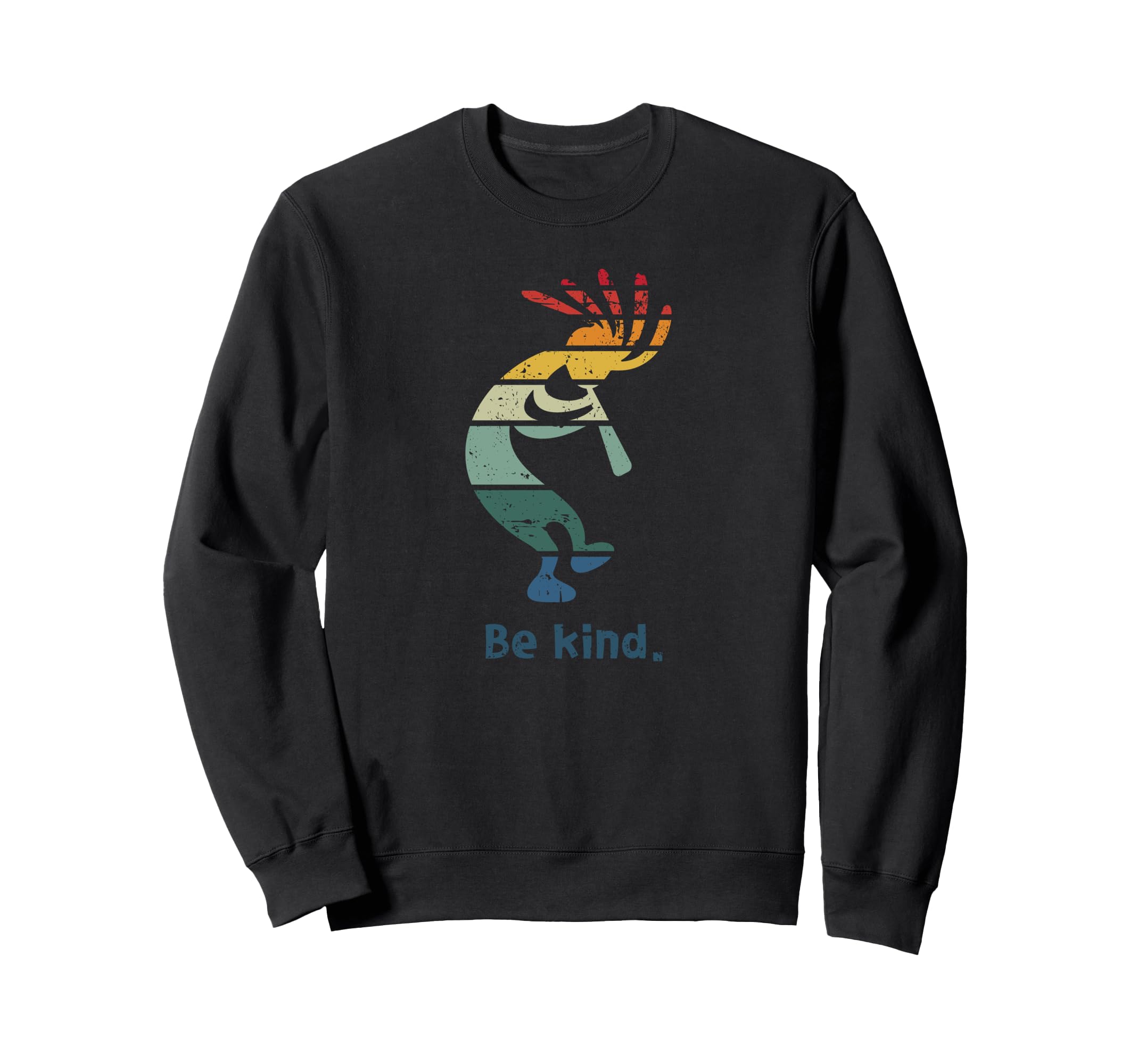 Be Kind Dancing Kokopelli Distressed Sweatshirt - Graphic Print for Adults - T-Shirt, Sweatshirt, Hoodie