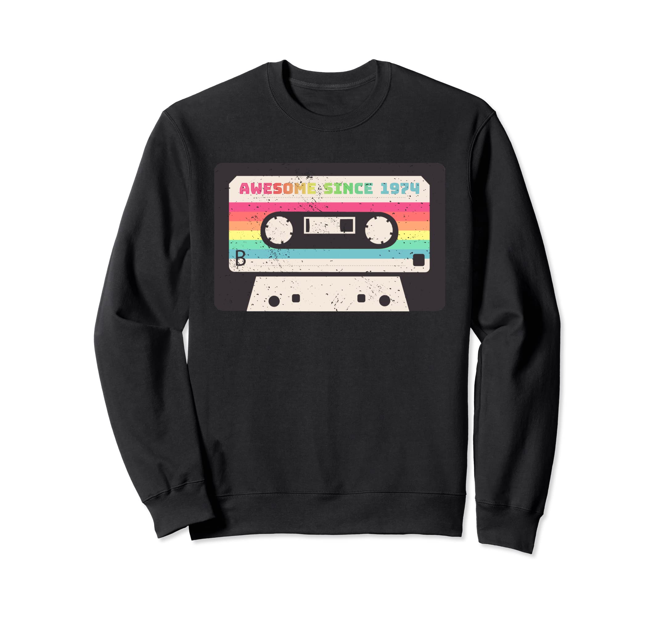 Awesome Since 1974 Cassette Tape And Sweatshirt - Graphic Print for Adults - T-Shirt, Sweatshirt, Hoodie