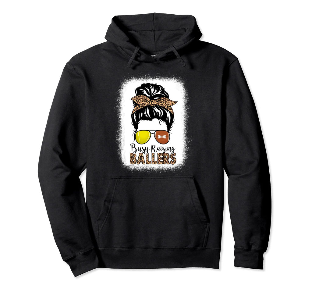 Football Tennis Mom Messy Bun Hoodie - Casual Everyday Wear for Adults - T-Shirt, Sweatshirt, Hoodie