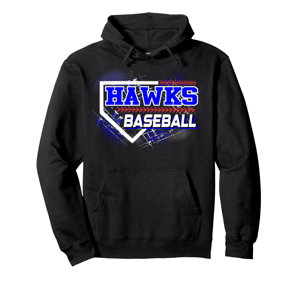 Hawks Baseball Home Plate Blue Hawk Hoodie - Unique Graphic Men Women - T-Shirt, Sweatshirt, Hoodie