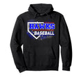 Hawks Baseball Home Plate Blue Hawk Hoodie - Unique Graphic Men Women - T-Shirt, Sweatshirt, Hoodie