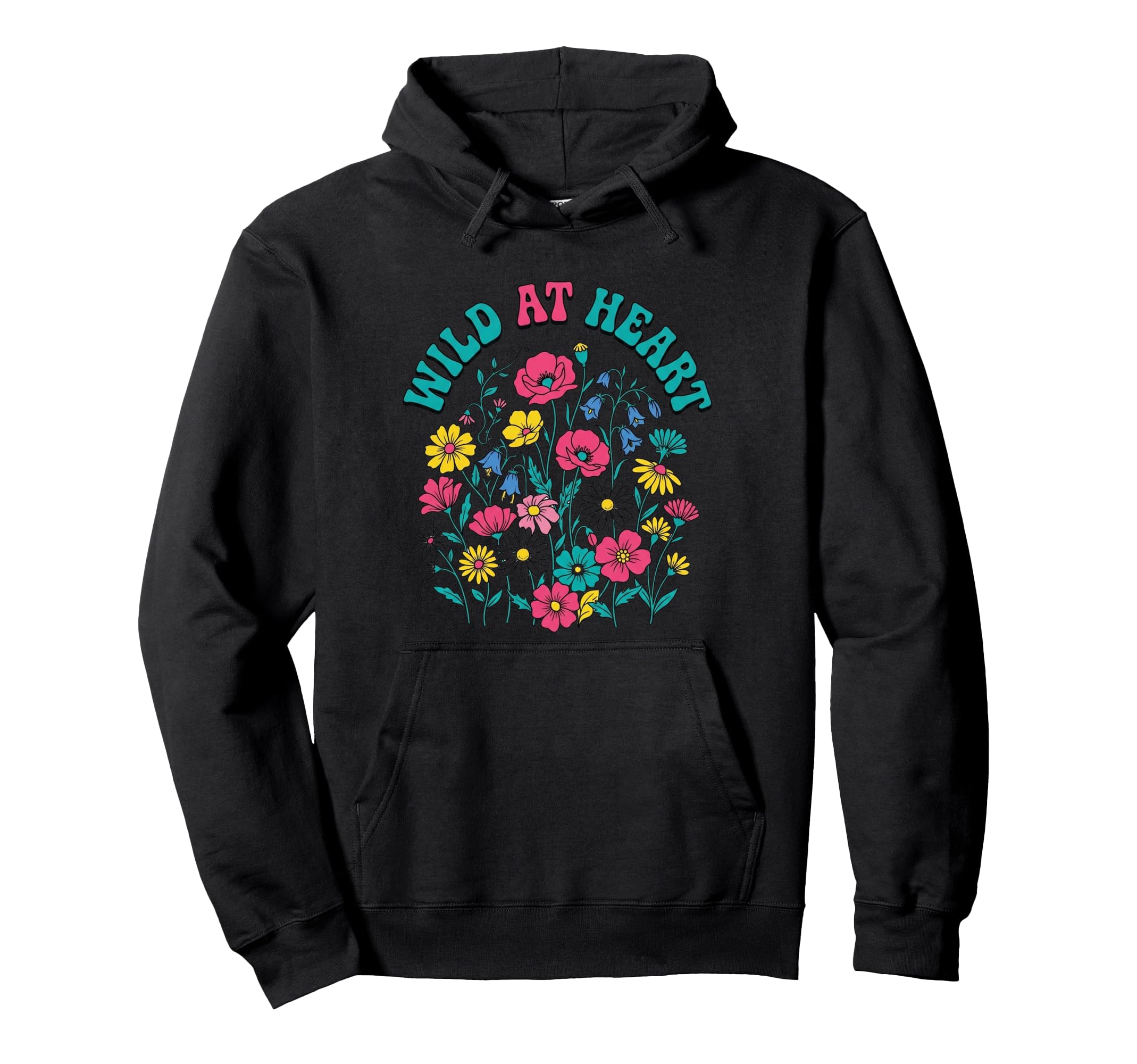 Wild Heart Flower Meadow 70S Vector Hoodie - Minimalist Print Men Women - T-Shirt, Sweatshirt, Hoodie
