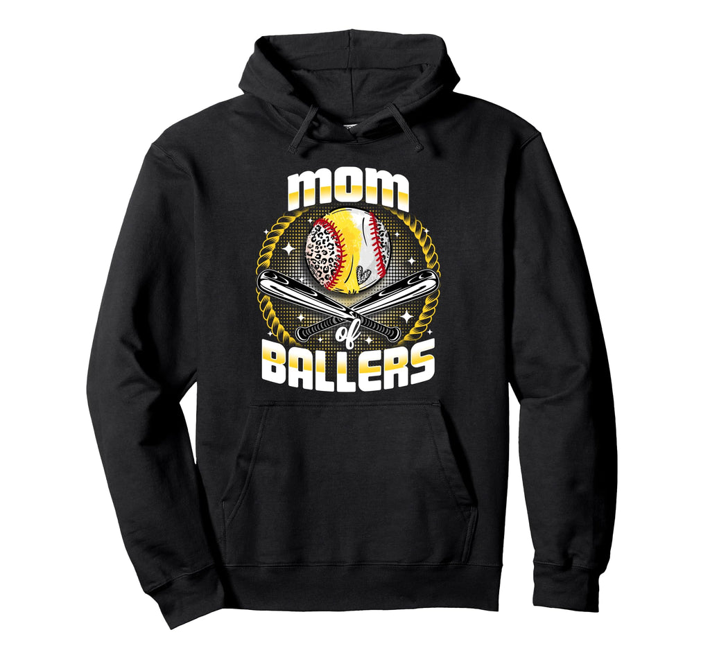 Baseball Softball Mom Ballers Mothers Day Hoodie - Graphic Print Unisex - T-Shirt, Sweatshirt, Hoodie