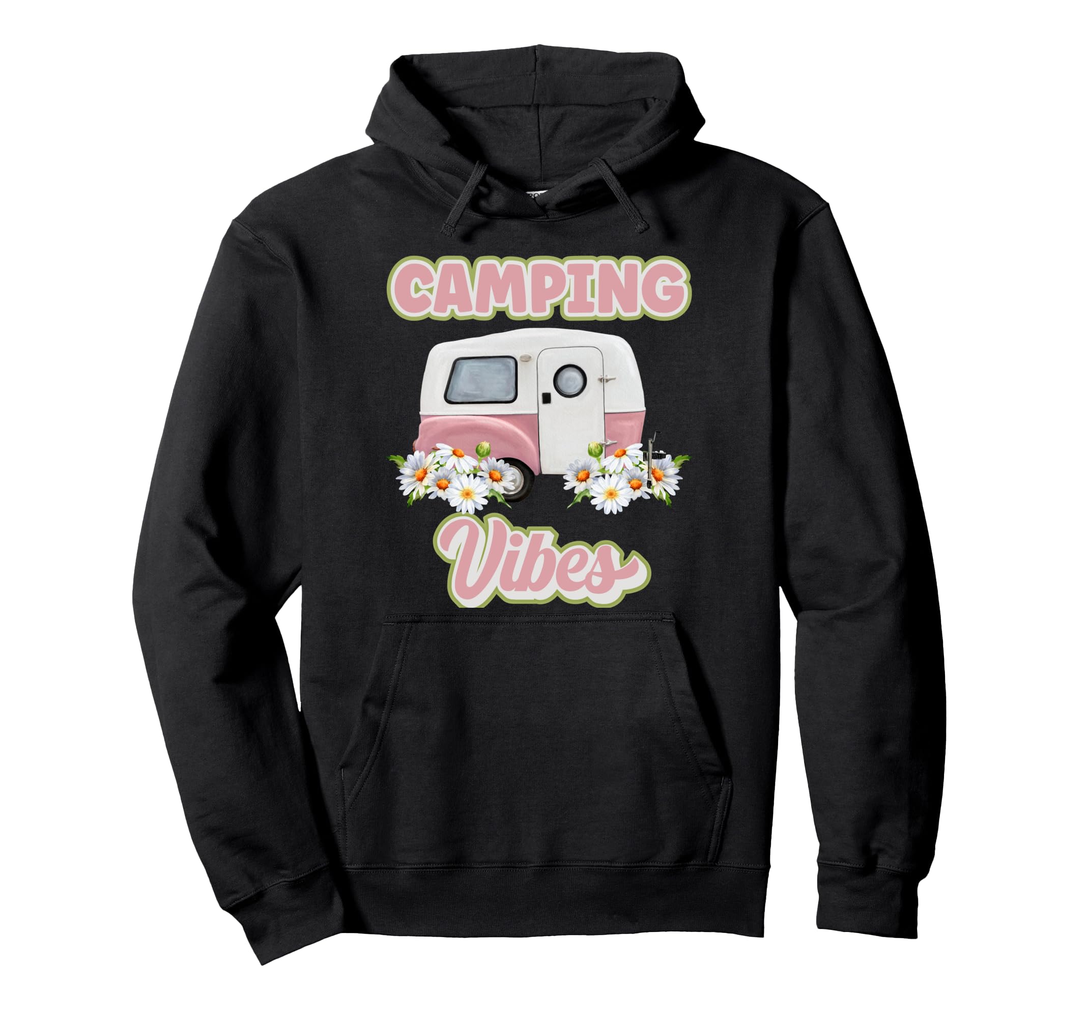Camping Vibes Boho Camper Wildflowers Hoodie - Fun Novelty Design Unisex - T-Shirt, Sweatshirt, Hoodie