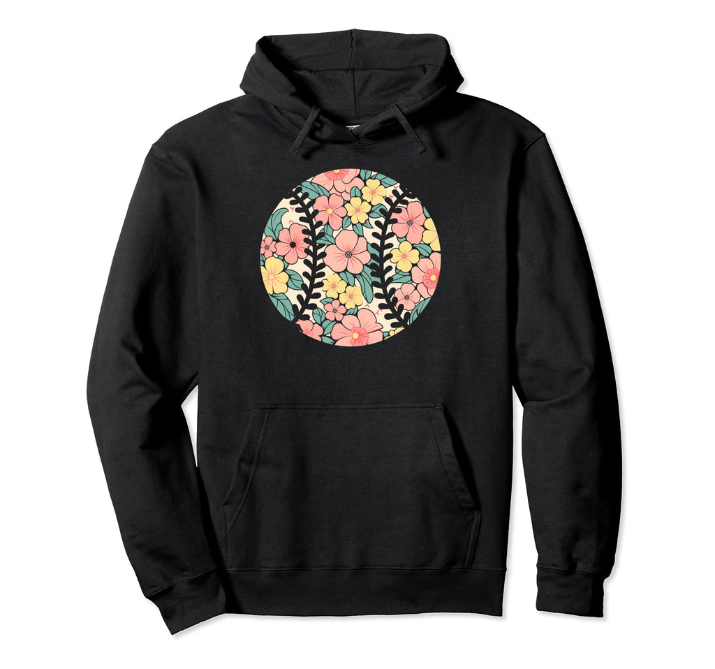 Floral Flower Baseball Player Mom Hoodie - Custom Art Print for Adults - T-Shirt, Sweatshirt, Hoodie