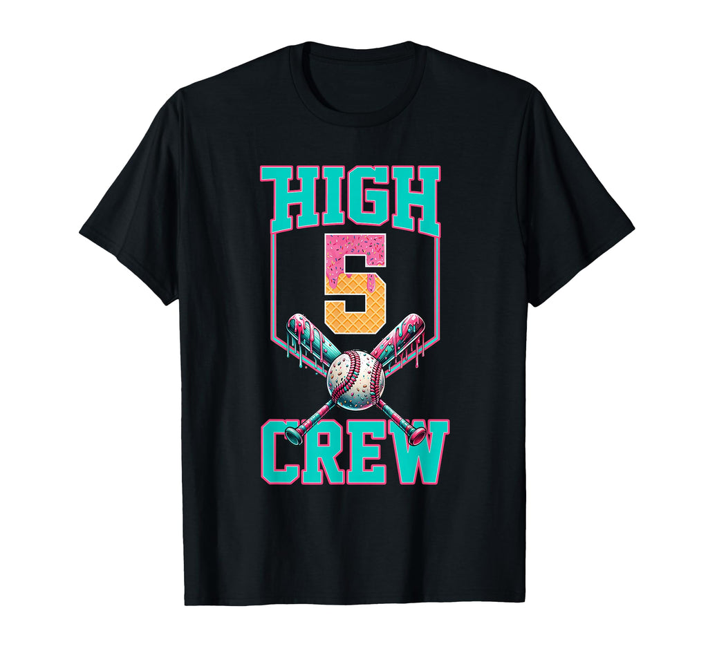 Hi 5 Birthday Party Decorations Baseball T-Shirt - Trendy Graphic Unisex - T-Shirt, Sweatshirt, Hoodie