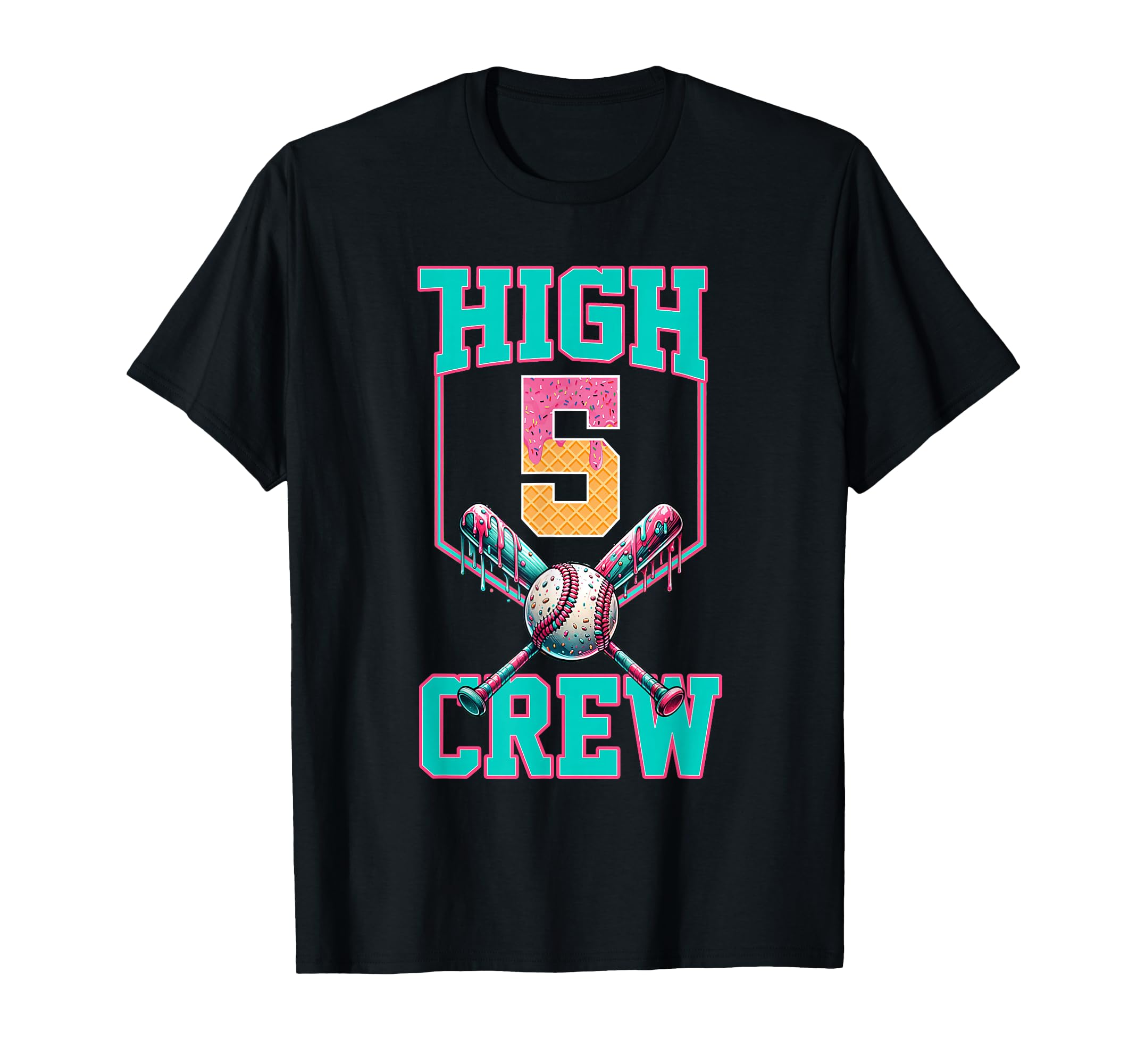 Hi 5 Birthday Party Decorations Baseball T-Shirt - Trendy Graphic Unisex - T-Shirt, Sweatshirt, Hoodie