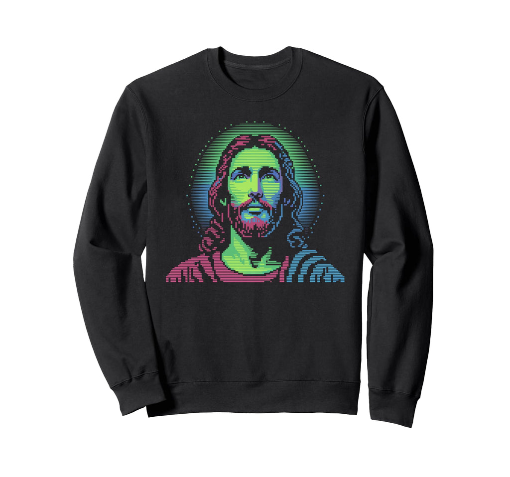 Pixel Jesus Arcade Christian Gamer Sweatshirt - Custom Art Print for Adults - T-Shirt, Sweatshirt, Hoodie