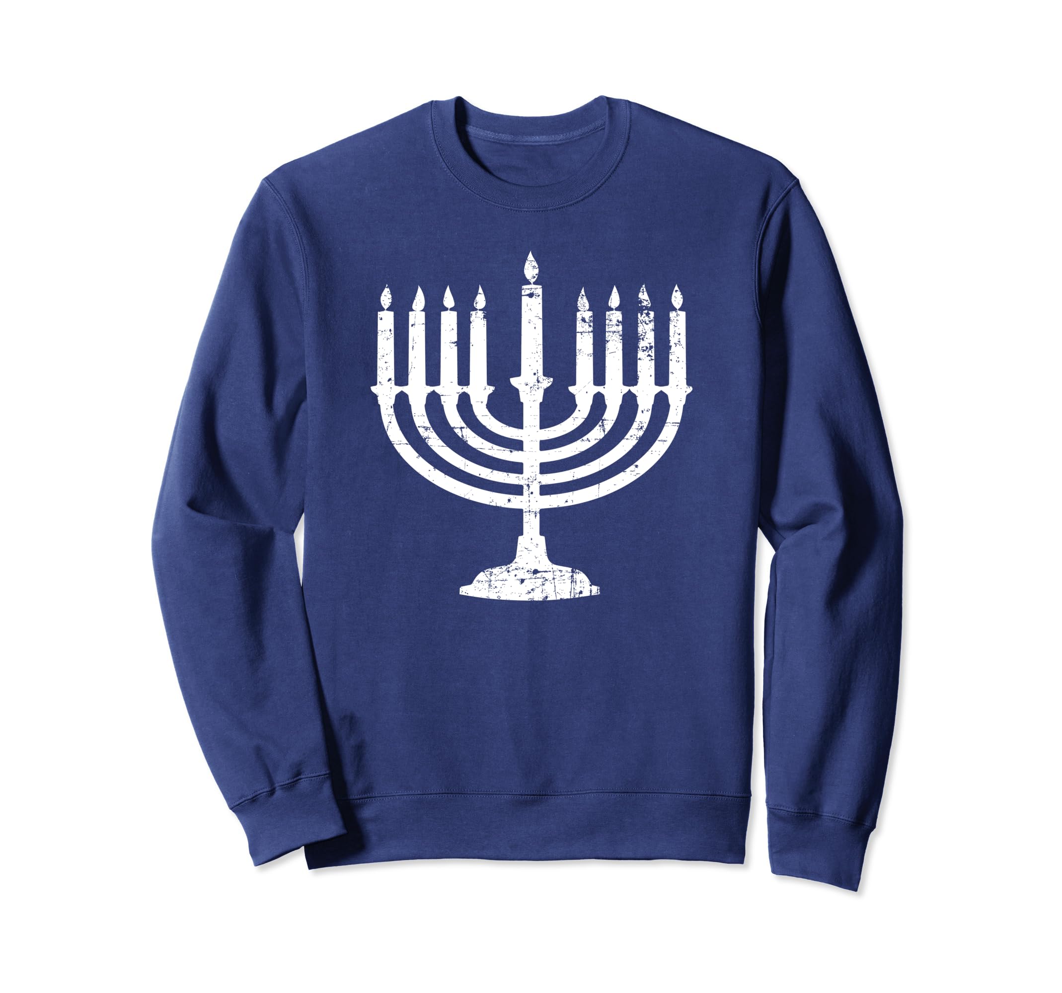 Distressed Hanukkah Menorah Sweatshirt - Unique Graphic Men Women - T-Shirt, Sweatshirt, Hoodie