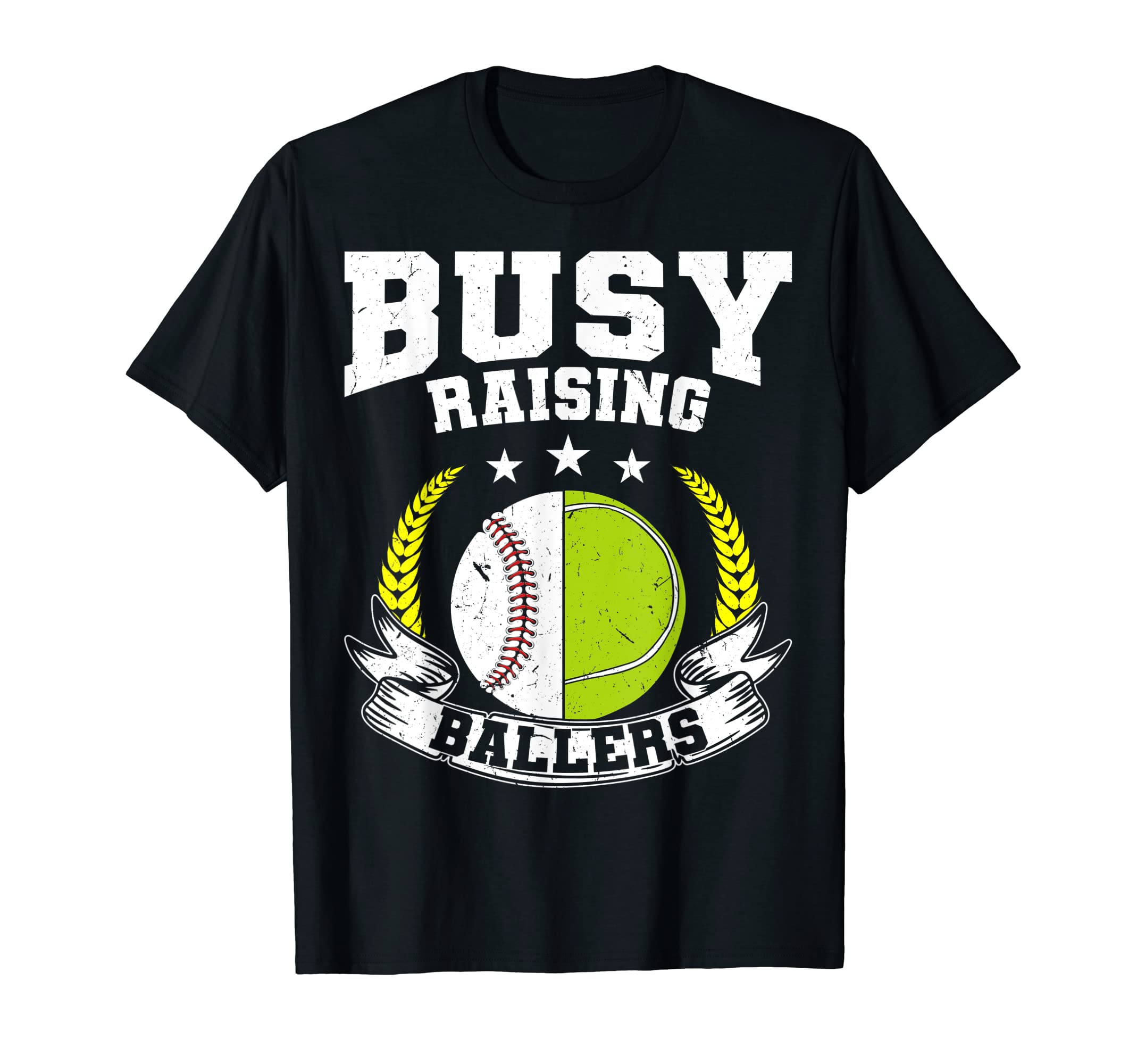 Ball Mom Dad Busy Raising Ballers Tennis T-Shirt - Minimalist Print Unisex - T-Shirt, Sweatshirt, Hoodie